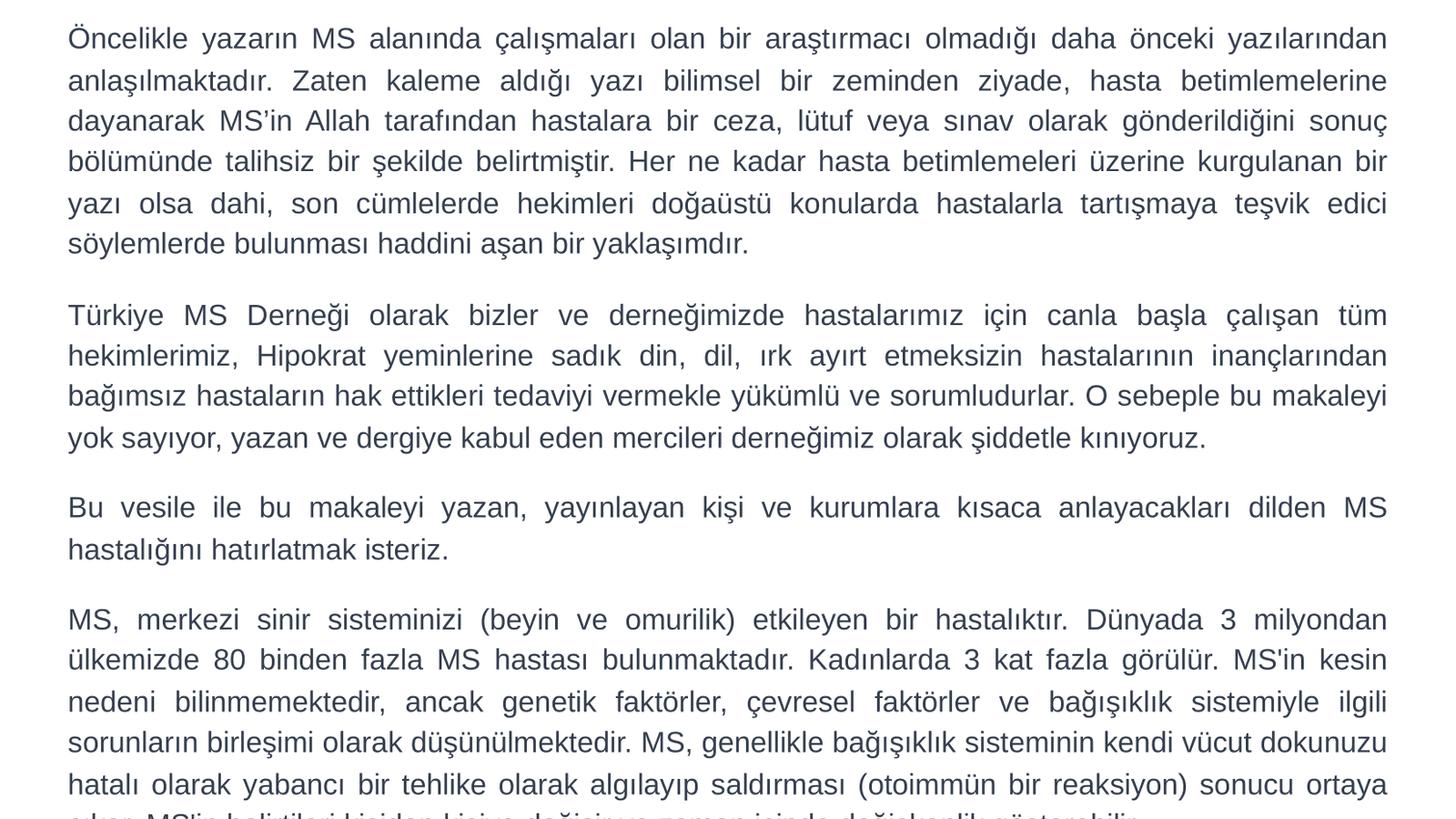 Türkiye MS Derneği - Basın açıklaması